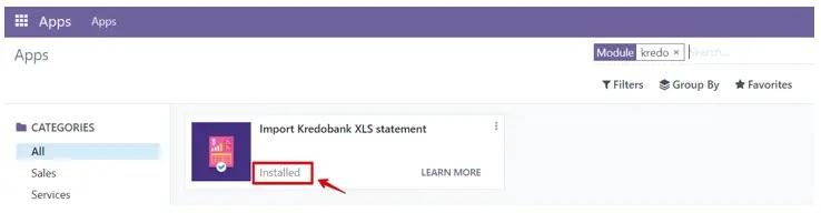 встановлення модуля інтеграції KredoBank в Odoo, Unitsoft
