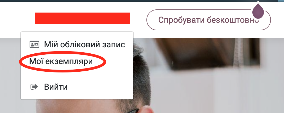 Мої екземпляри в особистому вікні