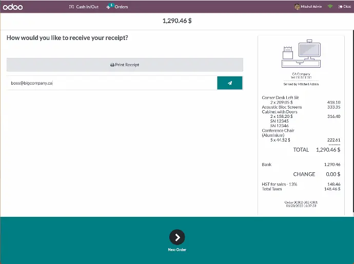 Система чеків в Odoo POS: електронні квитанції та облік продажів