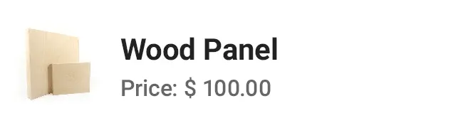 Картка товару Wood Panel з вартістю