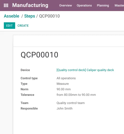 Контроль якості в Odoo Manufacturing: параметри перевірки продукції